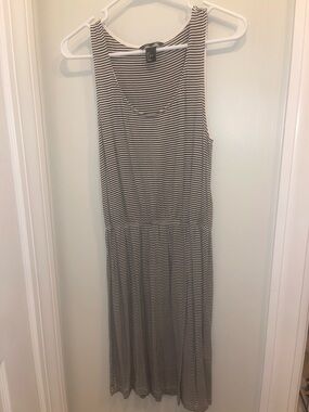 H&M Black and White Striped Midi Dress